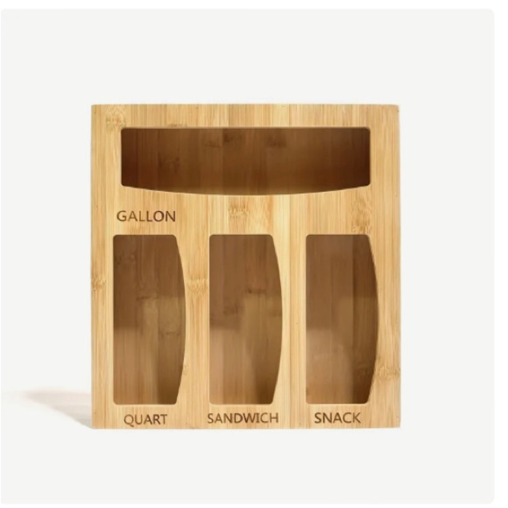 STORAGE BAG HOLDER FOR DRAWER OR COUNTER WOODEN NEW